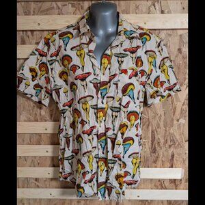 Ceci Tattoos Sexy Mushroom Butts Short Sleeve Button Down - M